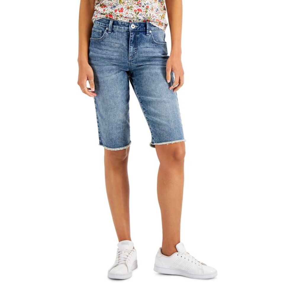 Style & Co Mid Rise Raw Edge Bermuda Shorts